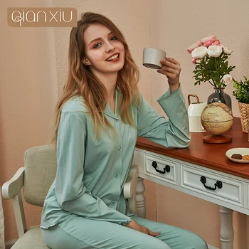 2020 Spring Women Casual Simple Pajama sets Female Cotton Sleepwear suit Ladies Long Sleeve Turn-down collar shirt & Pants XXL
2020 Spring Women Casual Simple Pajama sets Female Cotton Sleepwear suit Ladies Long Sleeve Turn-down collar shirt & Pants XXL