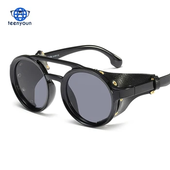 TEENYOUN NEW Men Steampunk Metal Gothic Sunglasses Women Retro Fashion Leather With Side Shades Round Sun glasses
TEENYOUN NEW Men Steampunk Metal Gothic Sunglasses Women Retro Fashion Leather With Side Shades Round Sun glasses