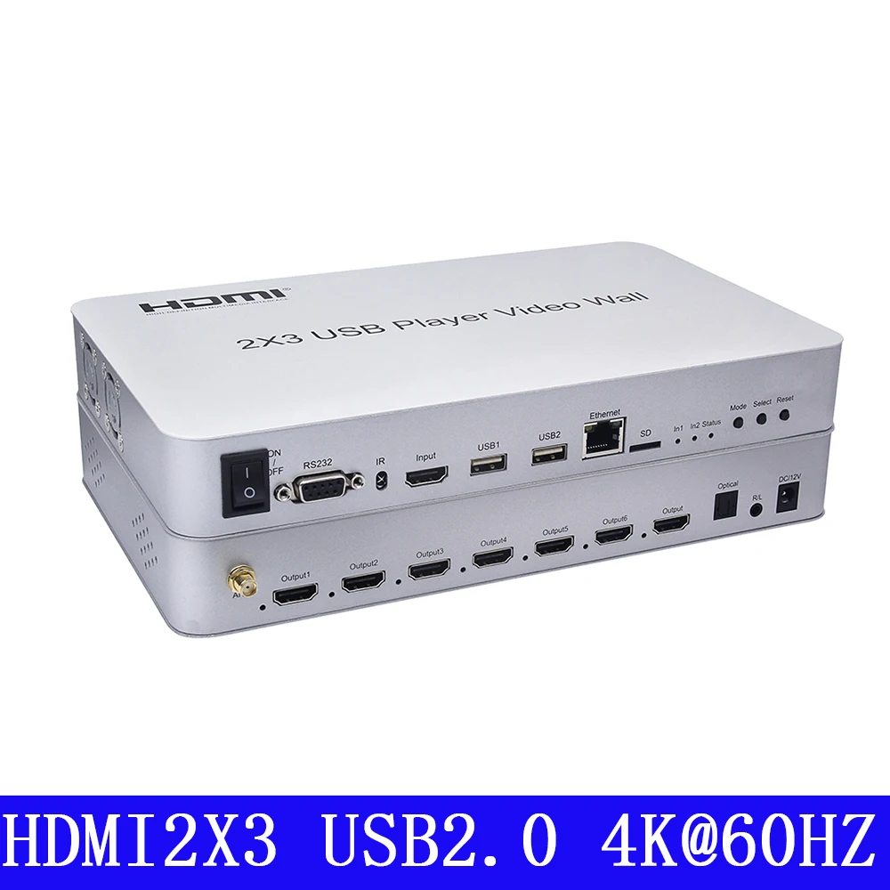 HDMI Splicing Display USB Video Wall Controller Player 2x3 hdmi splitter switch Adapter Support 4K wireless WIFI with RS232 IR
HDMI Splicing Display USB Video Wall Controller Player 2x3 hdmi splitter switch Adapter Support 4K wireless WIFI with RS232 IR