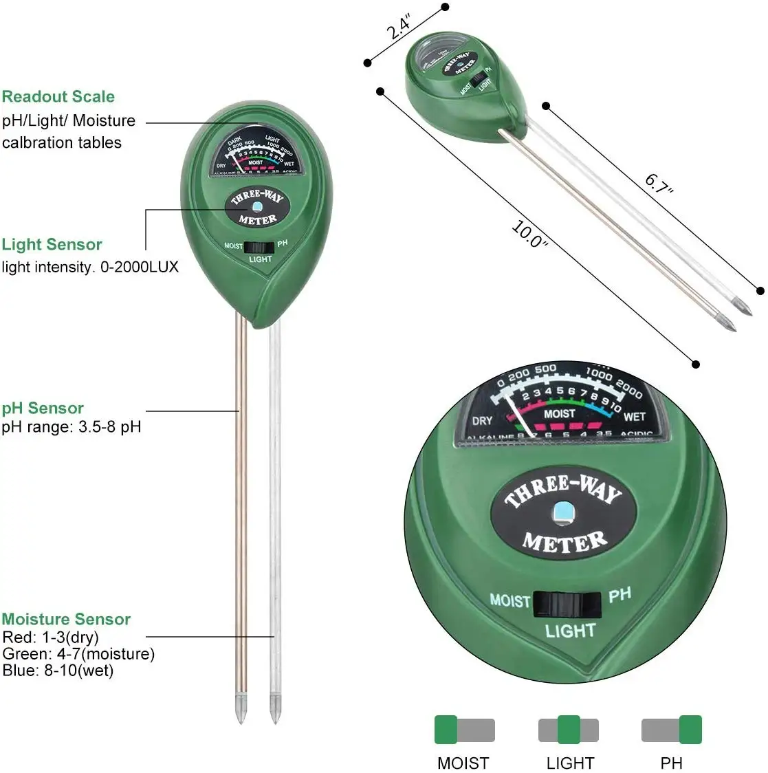 Soil Testing Kit Mooncity 3 In 1 Soil Tester Moisture Meter Light And PH Ac GIFT