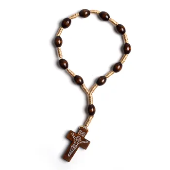 KOMi Religious Brown Catholic Prayer Rosary Bracelets Pure Solid Wooden Jesus Cross Pendant Jewelry Bracelets Gift Pulsera R-366 
KOMi Religious Brown Catholic Prayer Rosary Bracelets Pure Solid Wooden Jesus Cross Pendant Jewelry Bracelets Gift Pulsera R-366