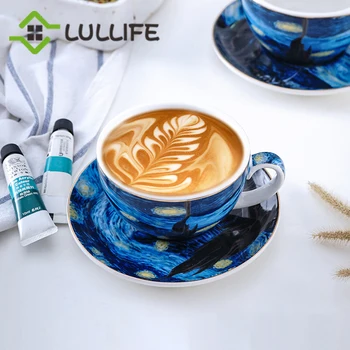 Creative Starry Porcelain Coffee Cup and Saucer With Spoon Van Gogh Art Coffee Cup Set Afternoon Tea Set Decorative Drinkware
Creative Starry Porcelain Coffee Cup and Saucer With Spoon Van Gogh Art Coffee Cup Set Afternoon Tea Set Decorative Drinkware