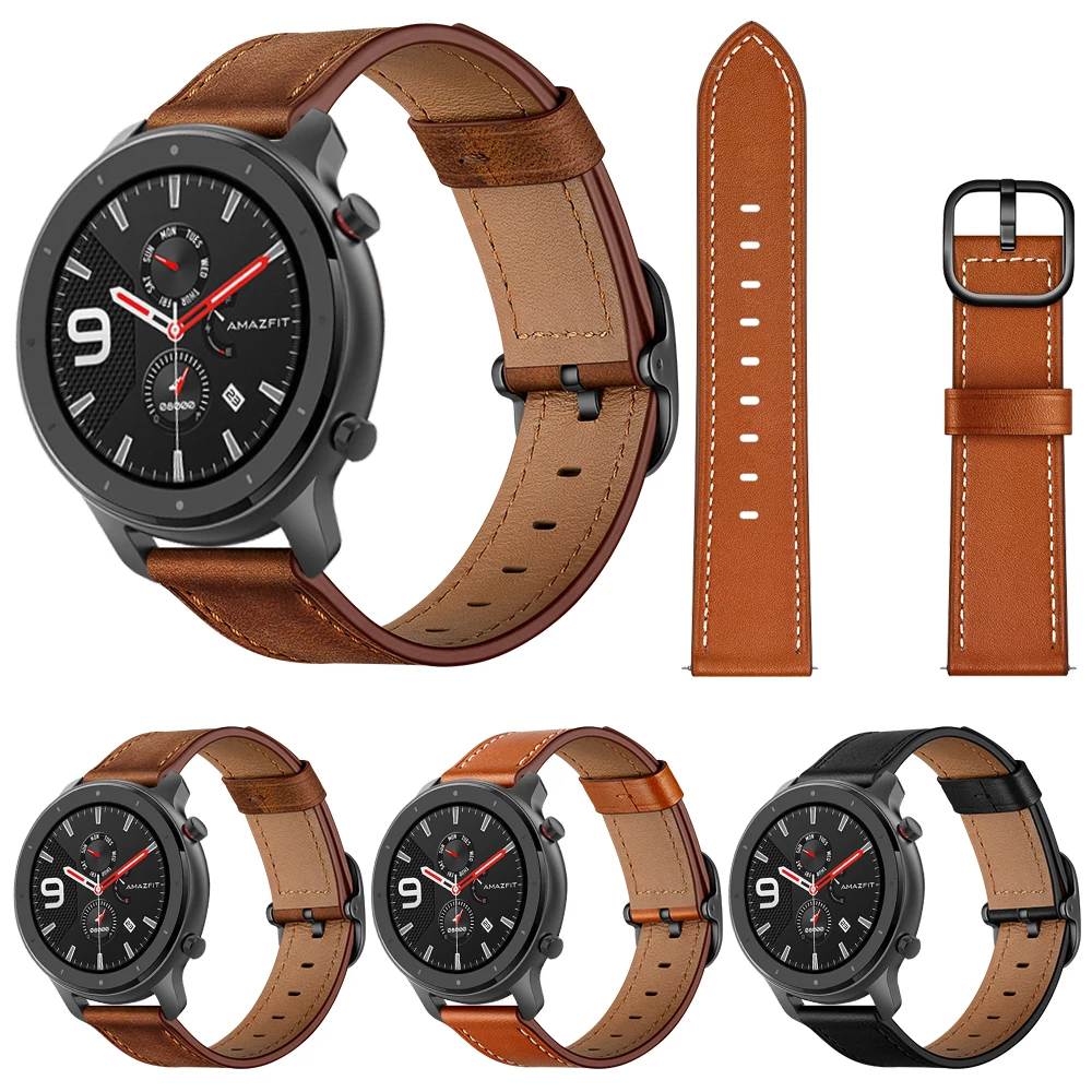 Ремешок из натуральной кожи для смарт часов Xiaomi Huami Amazfit GTR 47 мм сменный Браслет