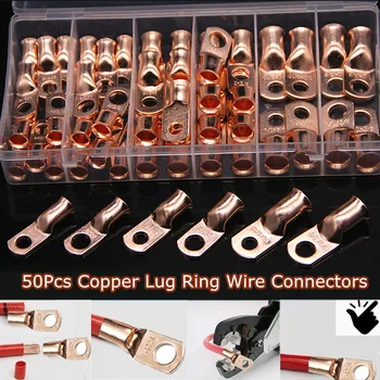 50Pcs AWG Wire Ring Terminal Connectors Terminals Set Copper 8, 4, 2, 1, 1/0 AWG
50Pcs AWG Wire Ring Terminal Connectors Terminals Set Copper 8, 4, 2, 1, 1/0 AWG