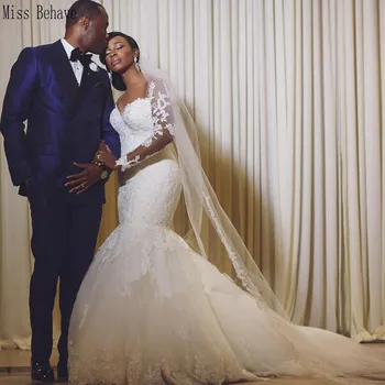 DD JYOY Africa Wedding Dress Mermaid Elegant Long Sleeve Wedding Gown Plus Size Lace Dress for Black Women with Long Train
DD JYOY Africa Wedding Dress Mermaid Elegant Long Sleeve Wedding Gown Plus Size Lace Dress for Black Women with Long Train