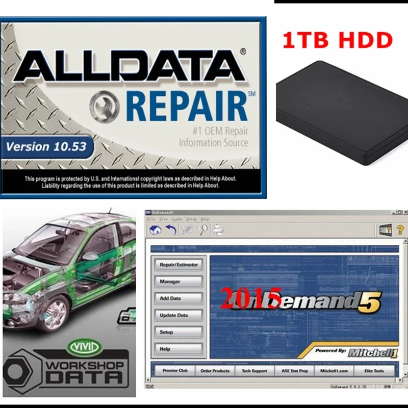 2021 программное обеспечение для ремонта Alldata 10 53 с Vivid мастерской V10.2 и 3 45 в 1 ТБ Hdd