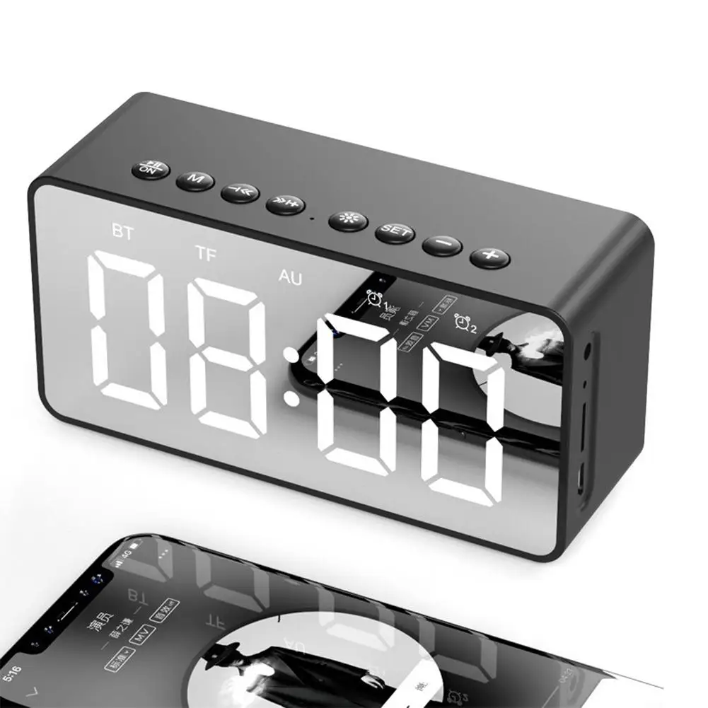 LED alarm clock Bluetooth speaker mini mirror clock portable wireless audio support TF AUX mirror mobile computer alarm clock
LED alarm clock Bluetooth speaker mini mirror clock portable wireless audio support TF AUX mirror mobile computer alarm clock