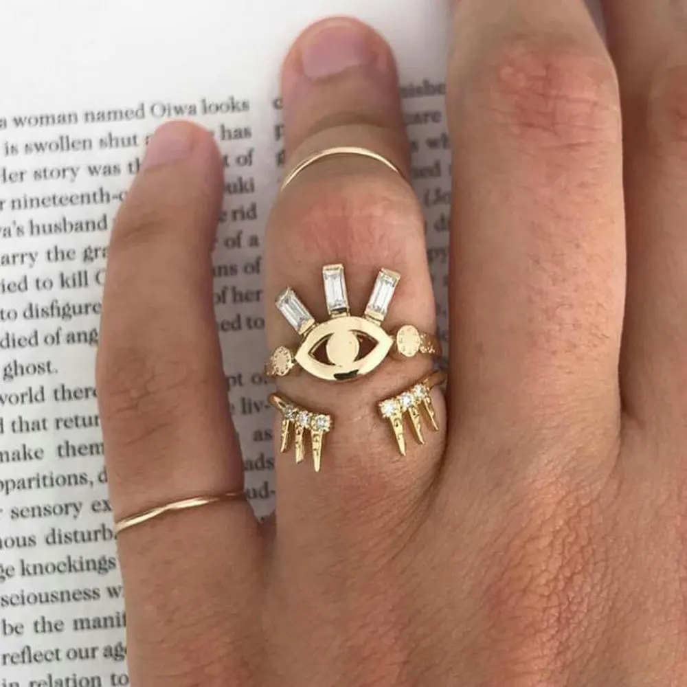 A Set of 2pcs Ladies Fashion Rings, Unique Eye Shaped Zircon Ring Combination, The Whole Process of Handmade
A Set of 2pcs Ladies Fashion Rings, Unique Eye Shaped Zircon Ring Combination, The Whole Process of Handmade