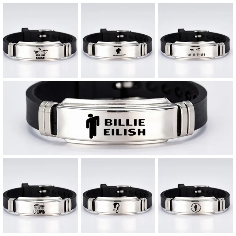 Europe and America Rapper Billie Eilish Bracelet Signature Tired Face Spider Blood Tears Titanium Steel Fans Support Bracelets
Europe and America Rapper Billie Eilish Bracelet Signature Tired Face Spider Blood Tears Titanium Steel Fans Support Bracelets