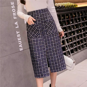 Autumn Plaid Women Wool Skirts Vintage Slim Elegant Straight Skirts Casual Streetwear Female Front Split Bottoms Midi Skirt
Autumn Plaid Women Wool Skirts Vintage Slim Elegant Straight Skirts Casual Streetwear Female Front Split Bottoms Midi Skirt