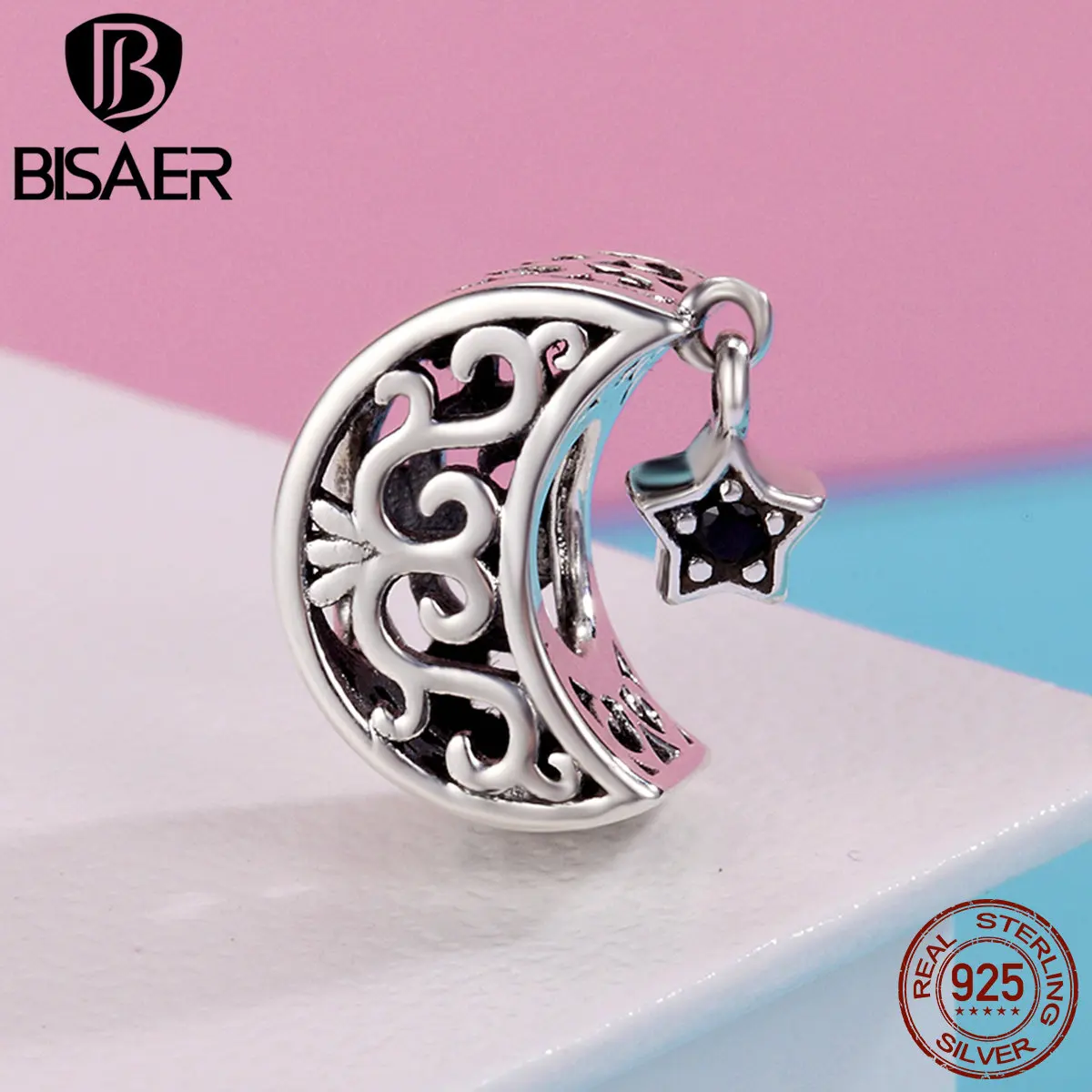 BISAER Authentic 925 Sterling Silver Moon and Star Openwork Charm Beads fit Women Charm Bracelet Sterling Silver Jewelry GXC483
BISAER Authentic 925 Sterling Silver Moon and Star Openwork Charm Beads fit Women Charm Bracelet Sterling Silver Jewelry GXC483