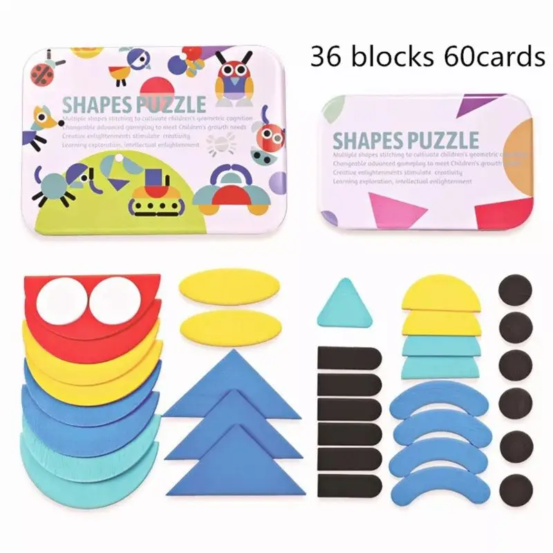 Wooden Pattern Blocks - Tangram Shape Puzzle Set Color Sorting Stacking Game R9UE
Wooden Pattern Blocks - Tangram Shape Puzzle Set Color Sorting Stacking Game R9UE