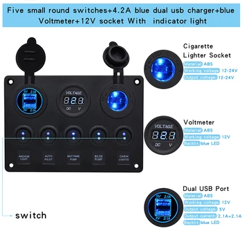 12V Power Outlet 5 Gang ON-OFF Toggle Switch Panel Cigarette lighter Charger Dual USB Socket Voltmeter for Car Truck Camper
12V Power Outlet 5 Gang ON-OFF Toggle Switch Panel Cigarette lighter Charger Dual USB Socket Voltmeter for Car Truck Camper