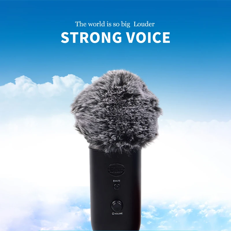 Фото Microphone Cover Reduces Wind Noise Windscreen Furry Mic Blue for Yeti/for Yeti Pro | Электроника