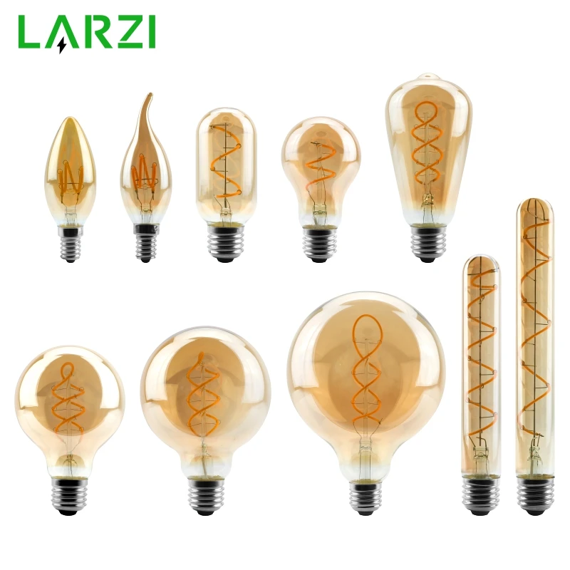T45 ST64 G80 G95 G125 T225 Spiral Light LED Filament Bulb 4W 2200K Retro Vintage Lamps Decorative Lighting Dimmable Edison Lamp
T45 ST64 G80 G95 G125 T225 Spiral Light LED Filament Bulb 4W 2200K Retro Vintage Lamps Decorative Lighting Dimmable Edison Lamp