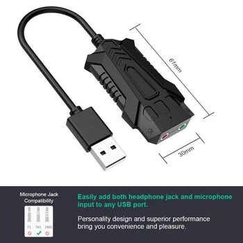 Portable USB Sound Card External USB to Earphone Microphone Interface Sound Card for Windows/Mac/Linux
Portable USB Sound Card External USB to Earphone Microphone Interface Sound Card for Windows/Mac/Linux