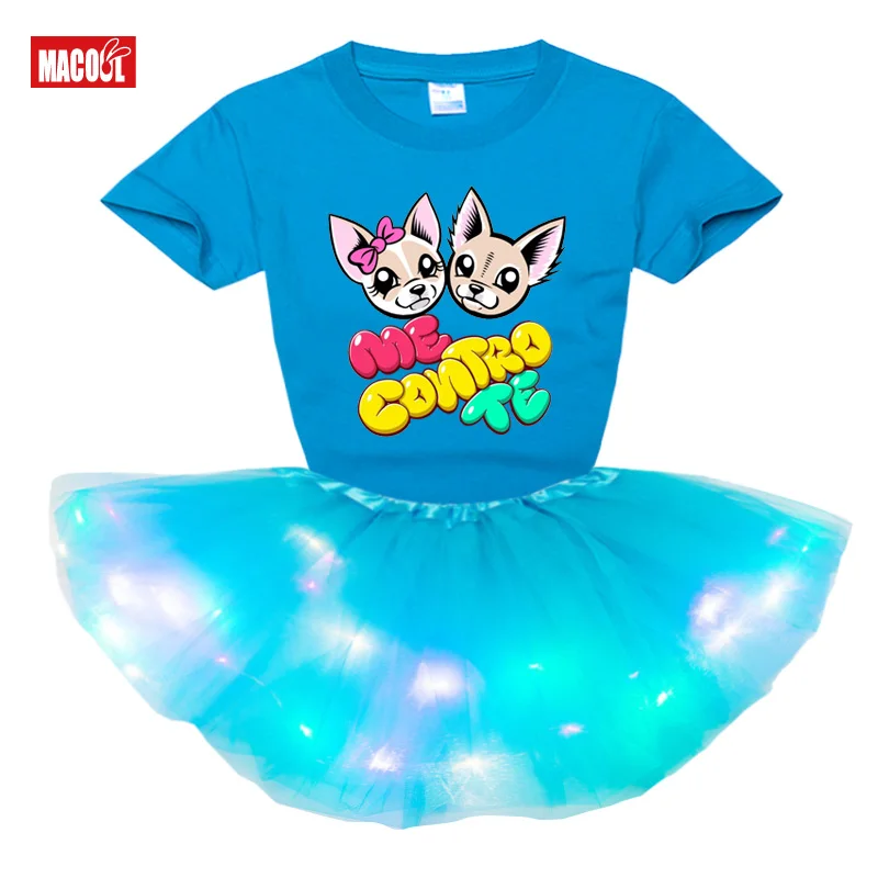 

little girls clothing sets Me Contro Te Girl Set Princess Light LED Tutu Dress+t Shirt 2020 Summer Birthday Gift Costume Clothes