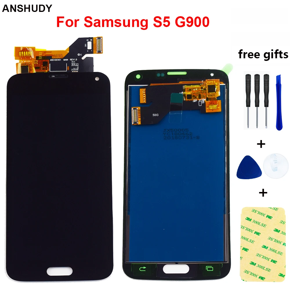 Для samsung Galaxy S5 дисплей сенсорный экран дигитайзер в сборе для G900F ЖК G900 SM