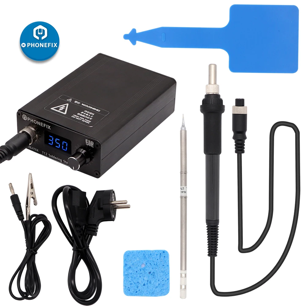 PHONEFIX 110V 220V T12-D Temperature Controller Soldering Station 75W T12 Electric Soldering Tools with 5 Kinds Iron Tips
PHONEFIX 110V 220V T12-D Temperature Controller Soldering Station 75W T12 Electric Soldering Tools with 5 Kinds Iron Tips