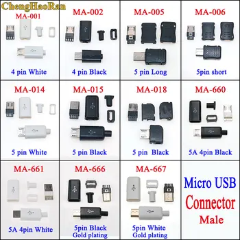 ChengHaoRan 100set Micro USB 4Pin 5Pin Male connector plug Black White welding Data OTG line interface DIY cable accessories
ChengHaoRan 100set Micro USB 4Pin 5Pin Male connector plug Black White welding Data OTG line interface DIY cable accessories