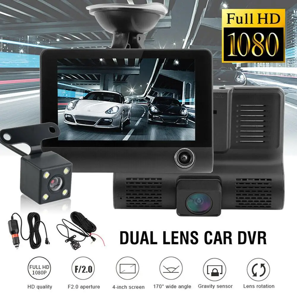 4"1080P Car Driving Recorder LCD Screen 3 Lens Auto Rearview Camera Video Recorder Camera G-Sensor Vehicle Driving Recorder
4"1080P Car Driving Recorder LCD Screen 3 Lens Auto Rearview Camera Video Recorder Camera G-Sensor Vehicle Driving Recorder