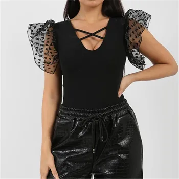 2020 New Summer Short Lace Puff Sleeve Women's Bodysuit Polka Dot Vintage Bodycon Crop Jumpsuit Tops Skinny Mesh Bodysuits
2020 New Summer Short Lace Puff Sleeve Women's Bodysuit Polka Dot Vintage Bodycon Crop Jumpsuit Tops Skinny Mesh Bodysuits