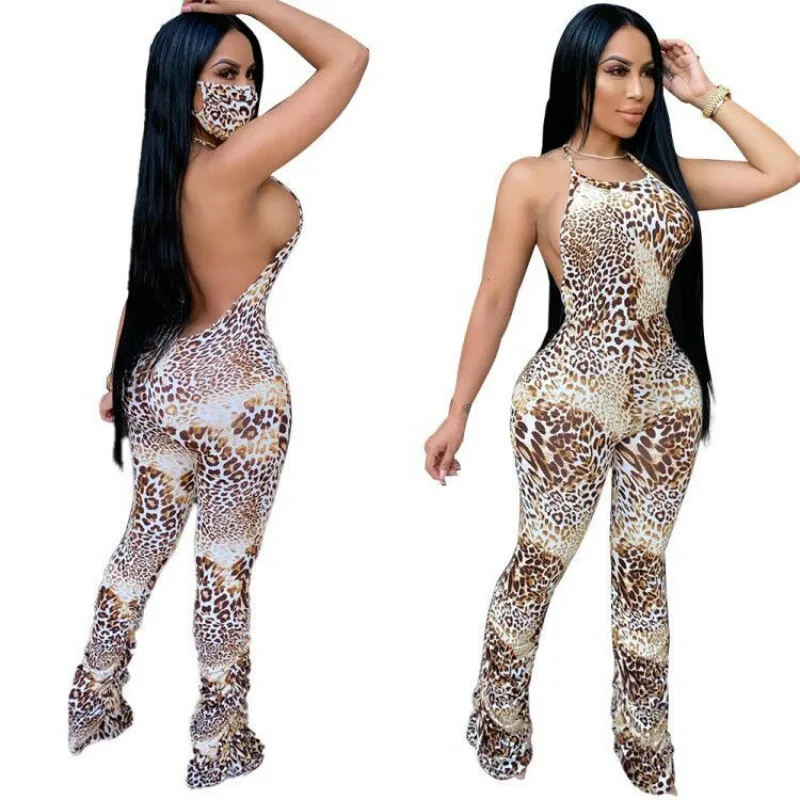 Leopard Printting Halter Sleeveless Backless Folding Women Autumn New Jumpsuit European & American Micro Flare Rompers Bodysuit
Leopard Printting Halter Sleeveless Backless Folding Women Autumn New Jumpsuit European & American Micro Flare Rompers Bodysuit