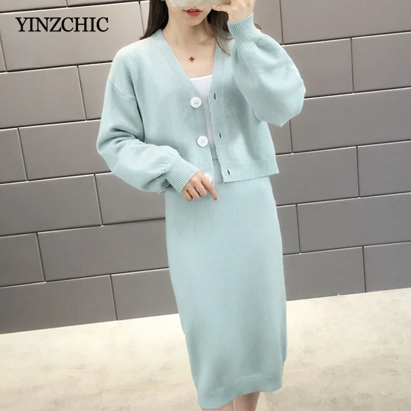 Autumn Woman Knitted Two Pieces Sets Solid Open Stitch + Pencil Skirt Suit Woman Casual Warm Knit Sets Women
Autumn Woman Knitted Two Pieces Sets Solid Open Stitch + Pencil Skirt Suit Woman Casual Warm Knit Sets Women