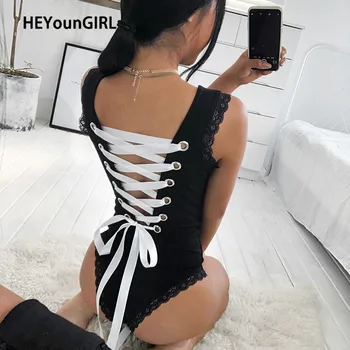 HEYounGIRL Lace Up Backless Sexy Bodysuit Patchwork Lace Long Sleeve Body Women Sleeveless Animal Printed Black Bodies Ladies 
HEYounGIRL Lace Up Backless Sexy Bodysuit Patchwork Lace Long Sleeve Body Women Sleeveless Animal Printed Black Bodies Ladies