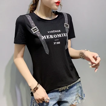 2020 New Summer Loose Korean Clothes Sexy Diamonds Letter T-shirt Women Cotton Short Sleeve Tops Ropa Mujer Shirt Tees T02416
2020 New Summer Loose Korean Clothes Sexy Diamonds Letter T-shirt Women Cotton Short Sleeve Tops Ropa Mujer Shirt Tees T02416