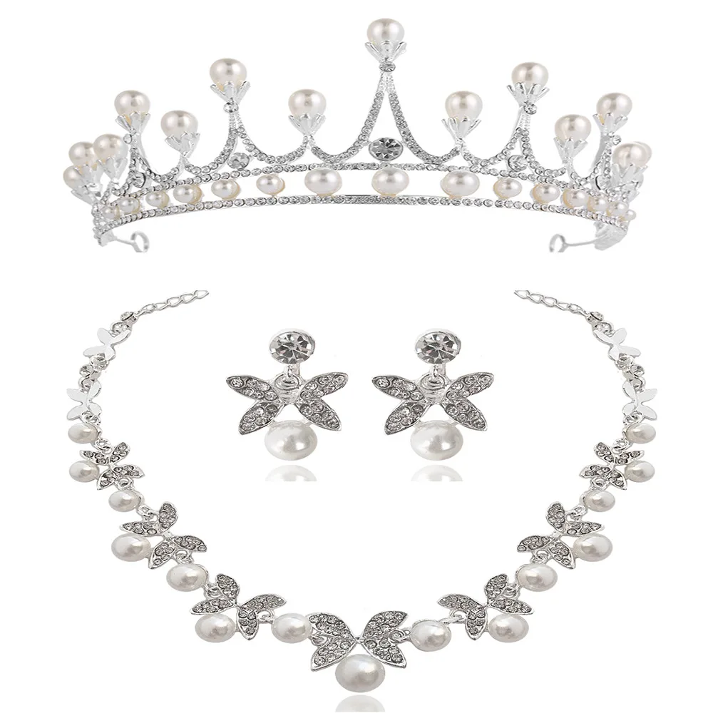 Pearl Crown Headdress Butterfly Necklace Earrings For Woman Blessed Bride Jewelry Set Fashion Romantic Wedding Dress Accessories
Pearl Crown Headdress Butterfly Necklace Earrings For Woman Blessed Bride Jewelry Set Fashion Romantic Wedding Dress Accessories