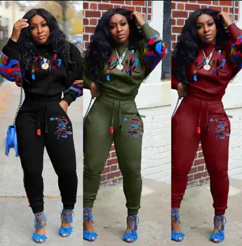 2 Two Piece Set Women track suit tops and pants hooded suit fashion big jogging femme sets two piece outfits sweat suits