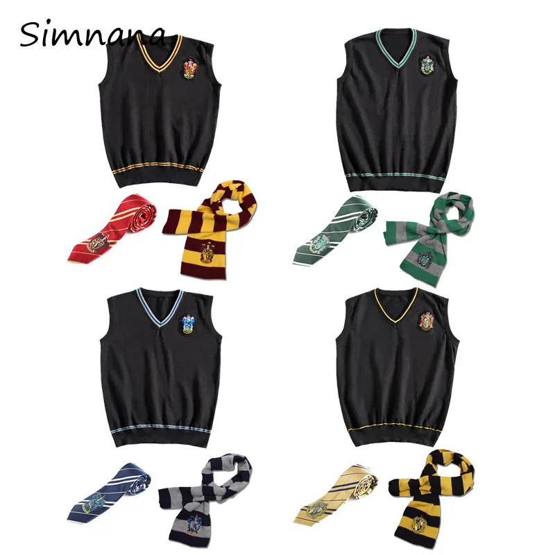 Hermione Potter Cosplay Gryffindor Slytherin Ravenclaw Hufflepuff Sweater With Tie Waistcoat all-match Daily Potter Costumes
Hermione Potter Cosplay Gryffindor Slytherin Ravenclaw Hufflepuff Sweater With Tie Waistcoat all-match Daily Potter Costumes