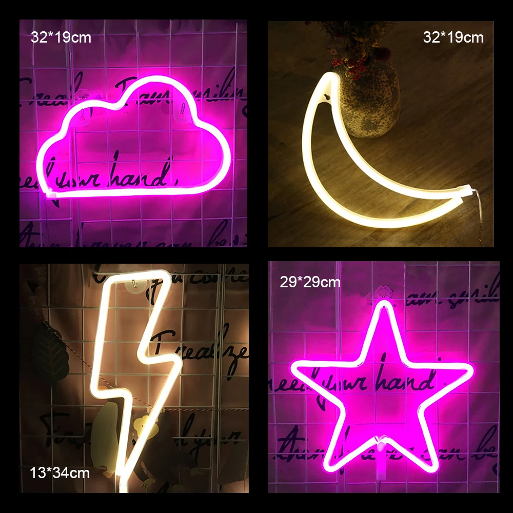 Generic Neon Sign Lightning Battery/USB Operated Clouds Lightning Moon