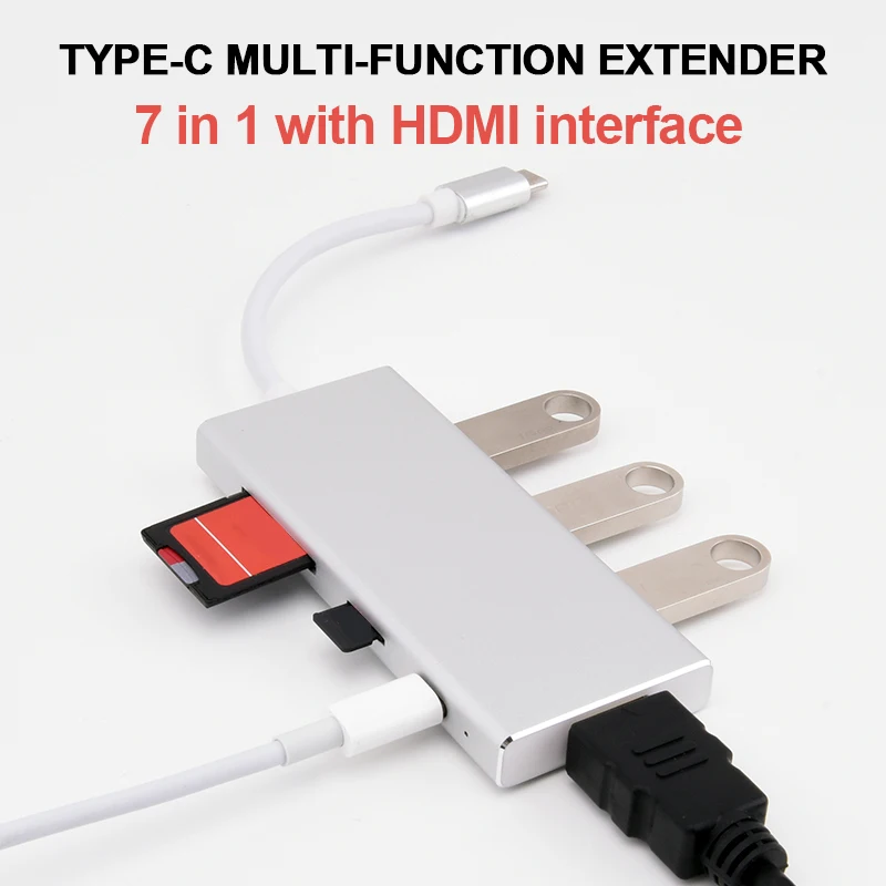 Converter Type-c to hdmi expander 7 in 1 multi-function type c hdmi for C interface computer notebook phone projector
Converter Type-c to hdmi expander 7 in 1 multi-function type c hdmi for C interface computer notebook phone projector