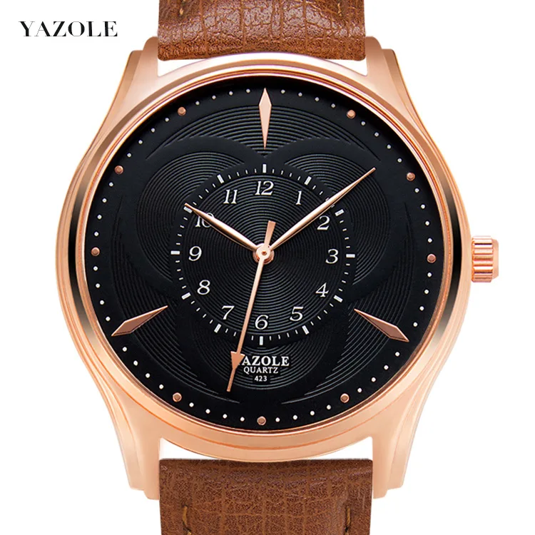 

YAZOLE Luxury Brand Business Men Analog Quartz Wristwatch Leather Sport Watches Men's Watch Man Clock for Male Relogio Masculino