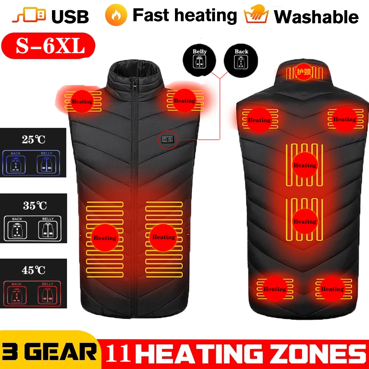 4/9/11 Areas Heated Vest Winter Outdoor Hunting Men's Vest Heated Jackets Sleeveless Plus Size Women's Jacket Dual Control
4/9/11 Areas Heated Vest Winter Outdoor Hunting Men's Vest Heated Jackets Sleeveless Plus Size Women's Jacket Dual Control