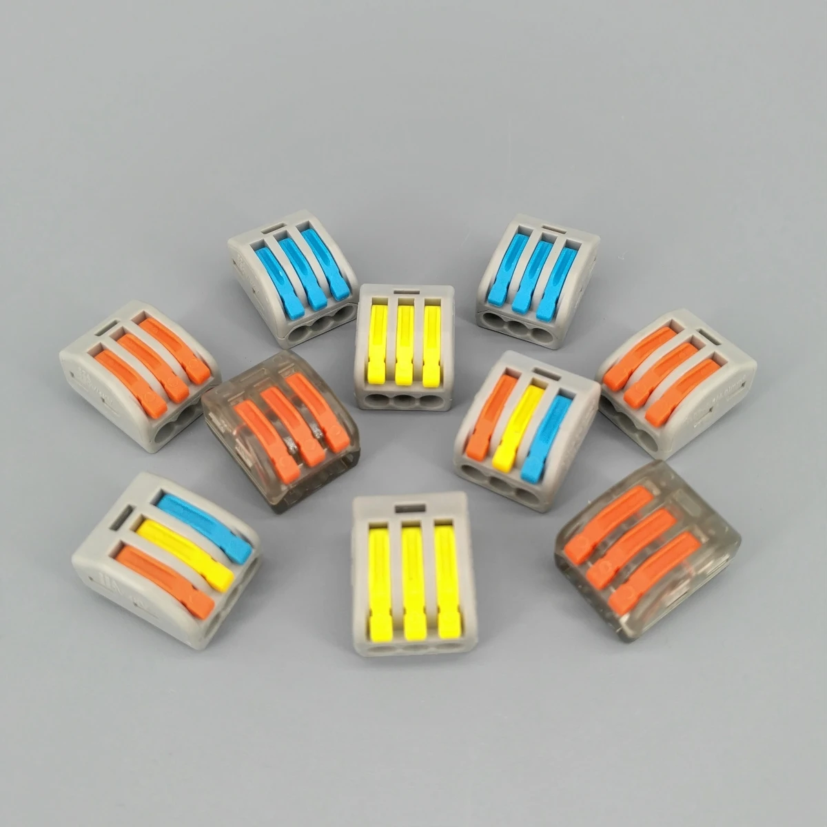 10pcs PCT-213 3 Pin Universal compact wire wiring connector conductor terminal block with lever with different color
10pcs PCT-213 3 Pin Universal compact wire wiring connector conductor terminal block with lever with different color