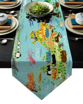 Animal Map World Cartoon Table Runner Table Flag Home Party Decorative Tablecloth Table Runners
Animal Map World Cartoon Table Runner Table Flag Home Party Decorative Tablecloth Table Runners