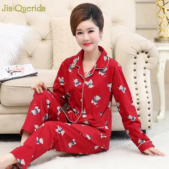 Women Pyjama Set Cotton Homewear Women Red Cute Bear Printing Pajamas Christmas Red Ladies Pajamas Long Sleeves Sleepwear Suits 
Women Pyjama Set Cotton Homewear Women Red Cute Bear Printing Pajamas Christmas Red Ladies Pajamas Long Sleeves Sleepwear Suits