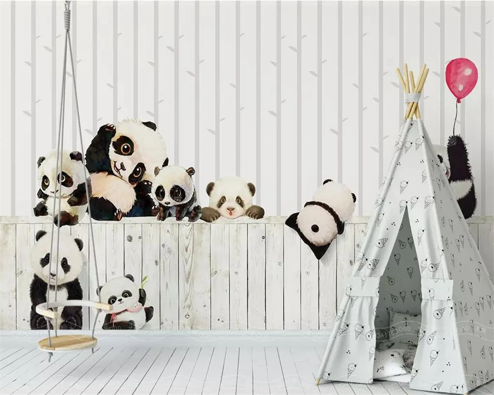 Diantu пользовательские обои скандинавский черный и белый мультфильм панда детская