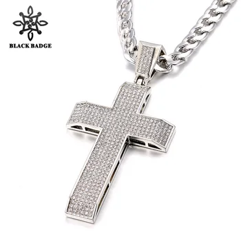Punk Gold/Silver Color Huge Cross Necklace/Pendant Men Iced Out Bling Bling Crystal Charm Cross With Cuban Chain Hip Hop Jewelry 
Punk Gold/Silver Color Huge Cross Necklace/Pendant Men Iced Out Bling Bling Crystal Charm Cross With Cuban Chain Hip Hop Jewelry