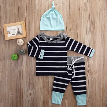 3Pcs Cotton Baby Tollder Boys Clothes Set Casual Striped Hat + Long Sleeve T-shirt + Long Pants Leisure Baby Clothing Outfits
3Pcs Cotton Baby Tollder Boys Clothes Set Casual Striped Hat + Long Sleeve T-shirt + Long Pants Leisure Baby Clothing Outfits