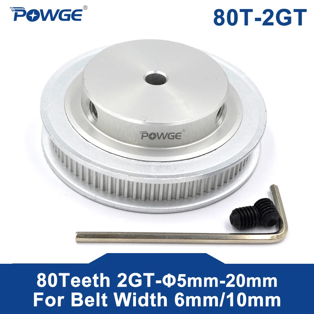 POWGE 80 Teeth 2GT Timing Pulley Bore 6/6.35/8/10/12/14/15/16/17/19/20mm for GT2 Open Synchronous belt width 6/10mm 80Teeth 80T
POWGE 80 Teeth 2GT Timing Pulley Bore 6/6.35/8/10/12/14/15/16/17/19/20mm for GT2 Open Synchronous belt width 6/10mm 80Teeth 80T