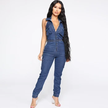 Sexy Halter Neck Jumpsuit Jeans Women One Piece Pants Denim Rompers Sleeveless Turtleneck Single Breasted Outfit Ladies Overalls
Sexy Halter Neck Jumpsuit Jeans Women One Piece Pants Denim Rompers Sleeveless Turtleneck Single Breasted Outfit Ladies Overalls
