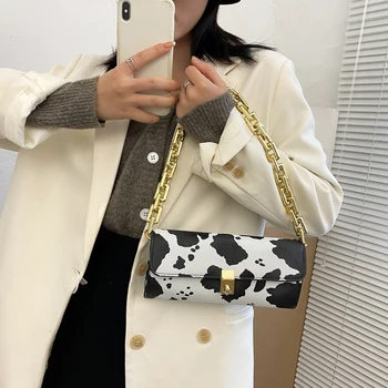 Cow Print Small Shoulder Bags For Women Pu Leather Underarm Bag Female Zebra Leopard Print Baguette Bags Thick Chain Tote Bag 
Cow Print Small Shoulder Bags For Women Pu Leather Underarm Bag Female Zebra Leopard Print Baguette Bags Thick Chain Tote Bag