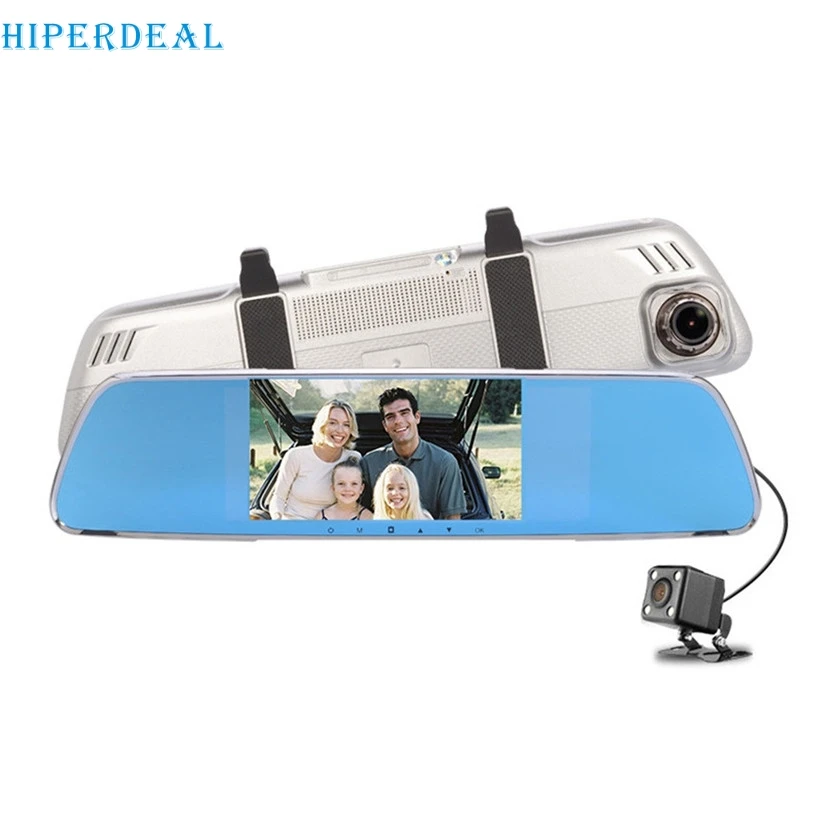 

4.3" Screen car dvr camera rearview mirror auto dvrs dual lens registrator FHD 1080p Rear Video Recorder #D