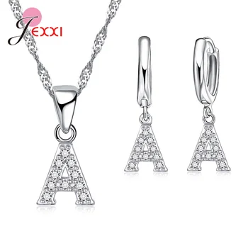 New Fashion Women Girls Shiny Cubic Zirconia English Letter Pendant Jewelry Sets 925 Sterling Silver Necklace Earrings For Weddi
New Fashion Women Girls Shiny Cubic Zirconia English Letter Pendant Jewelry Sets 925 Sterling Silver Necklace Earrings For Weddi