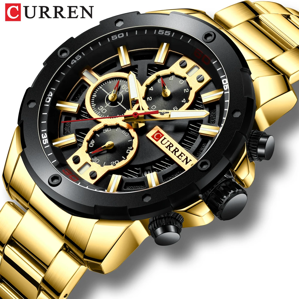 Men Watches Top Luxury Brand CURREN Fashion Gold Quartz Watch with Stainless Steel Casual Business Wristwatch Male Clock Relojes
Men Watches Top Luxury Brand CURREN Fashion Gold Quartz Watch with Stainless Steel Casual Business Wristwatch Male Clock Relojes