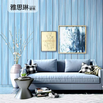 living room bedroom non-woven clothing store blue striped wood grain wallpaperGood quality Mediterranean Nordic style wallpaper 
living room bedroom non-woven clothing store blue striped wood grain wallpaperGood quality Mediterranean Nordic style wallpaper